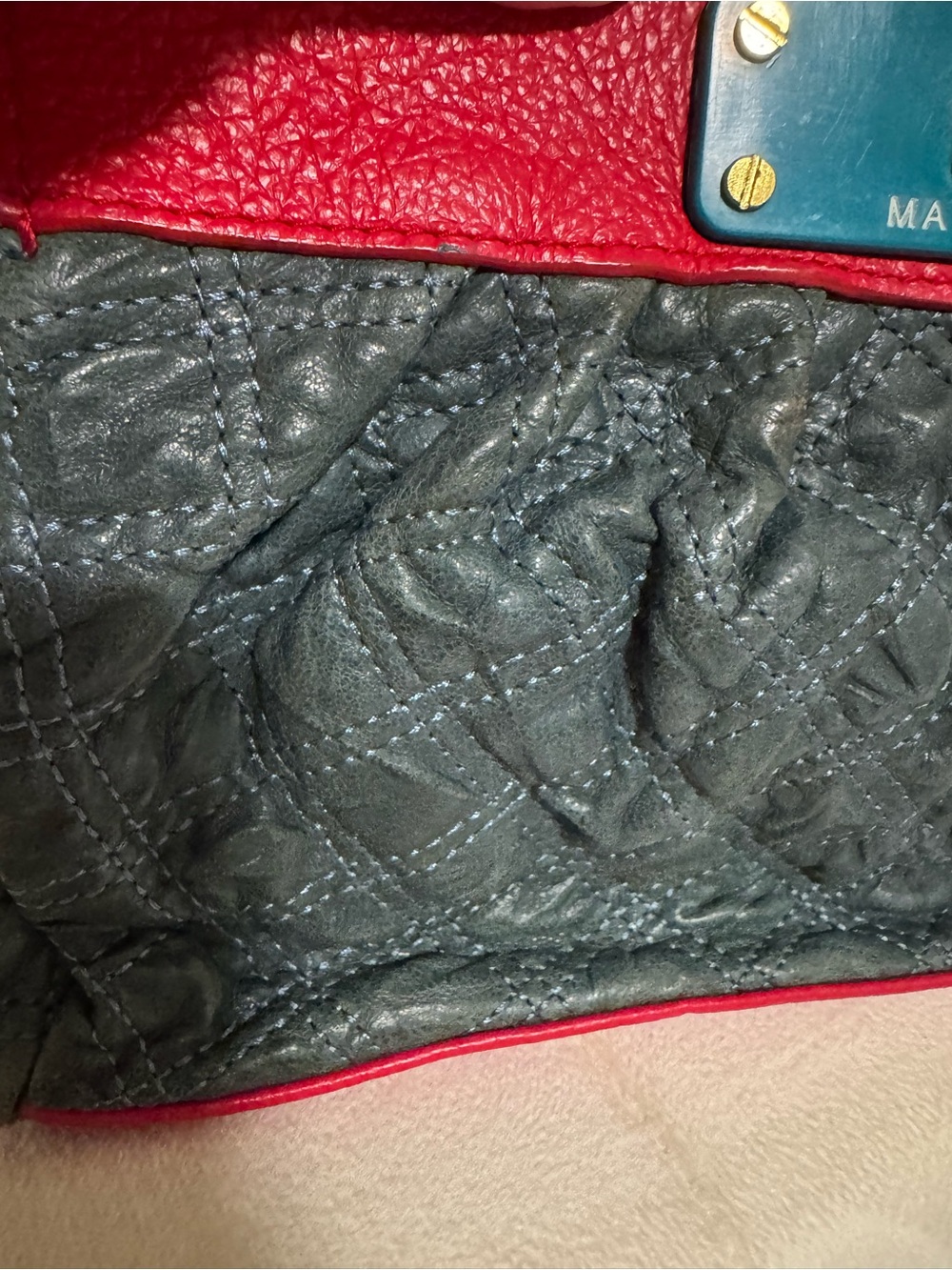 New RARE vintage Marc Jacobs Color-Block Quilted Leather Clutch - Picture 3 of 7